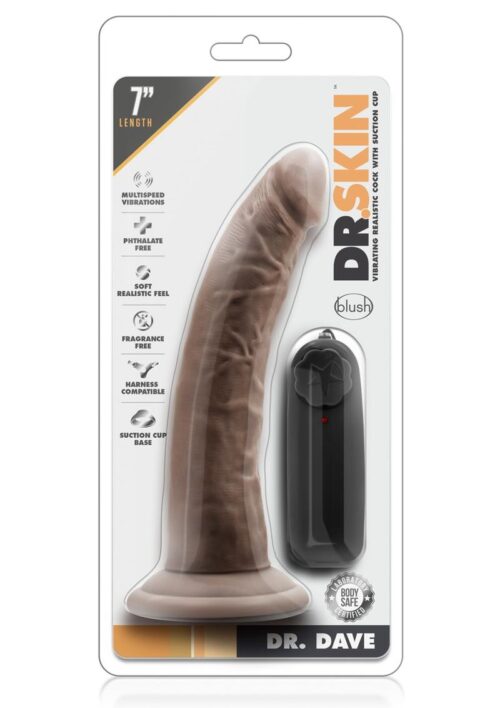 Dr. Skin Dr. Dave Vibrating Dildo with Suction Cup 7in - Chocolate