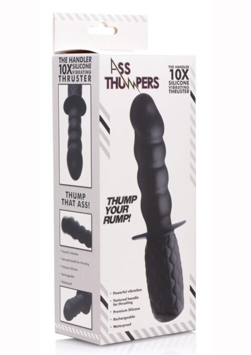 Ass Thumpers Handler Rechargeable Silicone Vibrating Thruster - Black