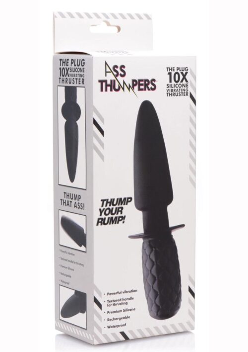 Ass Thumpers Plug Rechargeable Silicone Vibrating Thruster - Black