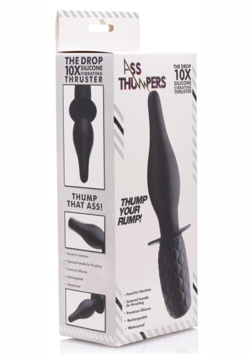 Ass Thumpers Drop Rechargeable Silicone Vibrating Thruster - Black