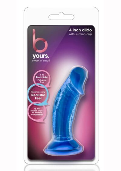 B Yours Sweet N` Small Dildo with Suction Cup 4.5in - Blue