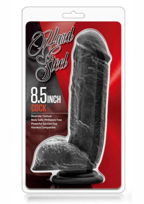 Hard Steel Cock With Balls 8.5in - Black