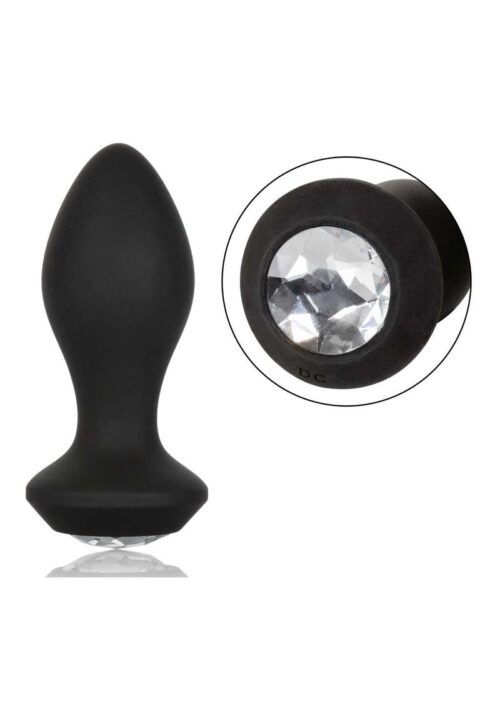 Power Gem Vibrating Crystal Probe Silicone Rechargeable Butt Plug - Black