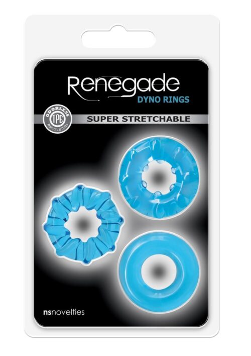 Renegade Dyno Rings Super Stretchable Cock Rings (Set of 3) - Blue