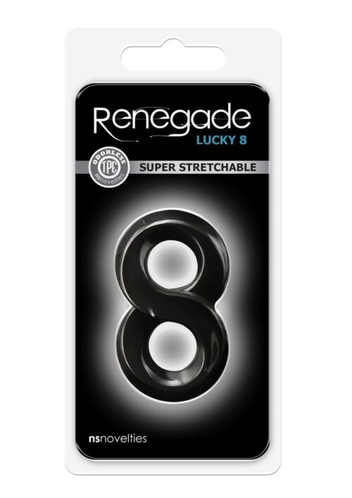 Renegade Lucky 8 Super Stretchable Cock Ring - Black
