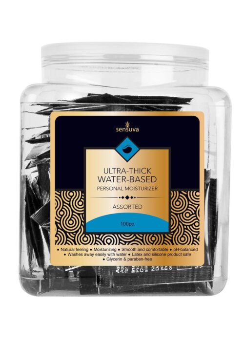 Sensuva Ultra Thick Water Based Personal Moisturizer Assorted Flavored Lubricants Fishbowl (100 per bowl)
