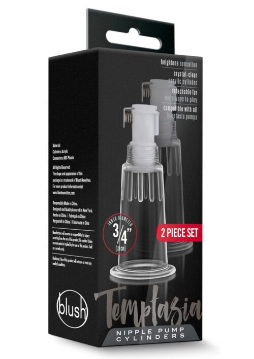 Temptasia Nipple Pumping Cylinders (Set of 2) .75in - Clear