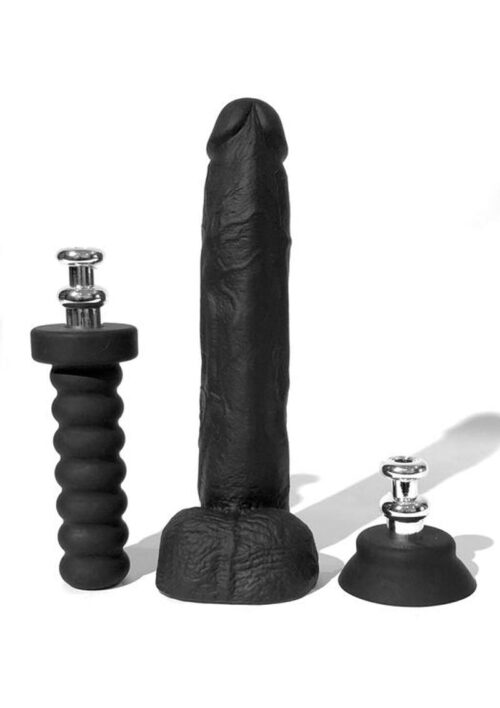 Boneyard Silicone Tool Kit Dildo with Balls 10in with Attachments (3 per set) - Black