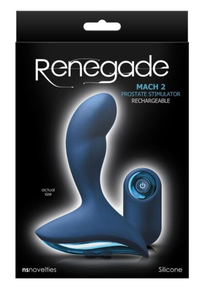 Renegade Mach 2 Rechargeable Silicone Vibrating Prostate Stimulator with Remote Control - Blue