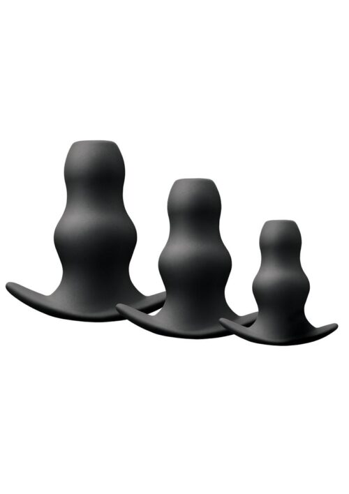 Renegade Peekers Trainer Silicone Hollow Butt Plugs Kit (3 Per Set) - Black