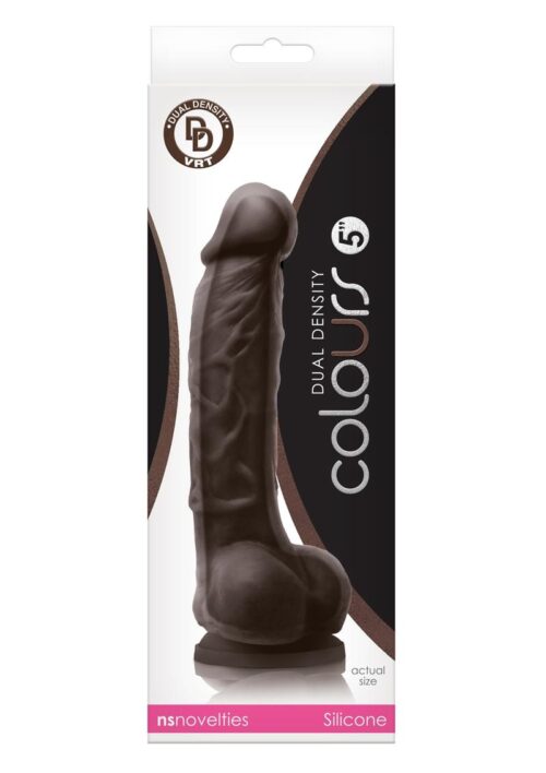 Colours Dual Density Silicone Dildo 5in - Chocolate