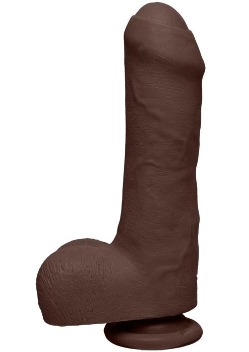 The D Uncut D Ultraskyn Dildo with Balls 7in - Chocolate