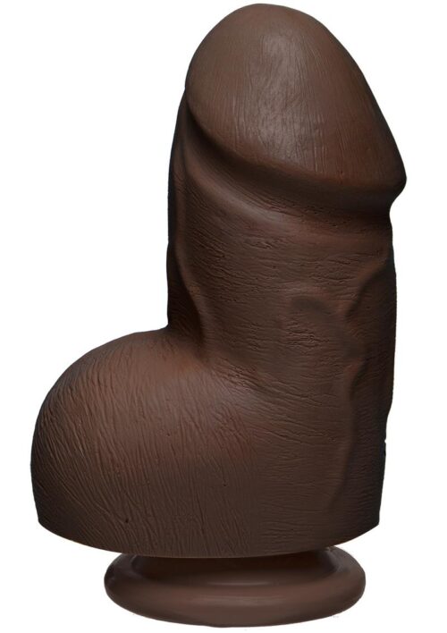 The D Fat D Ultraskyn Dildo with Balls 6in - Chocolate