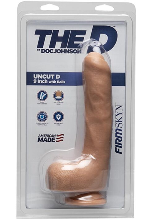The D Uncut D Firmskyn Dildo with Balls 9in - Vanilla