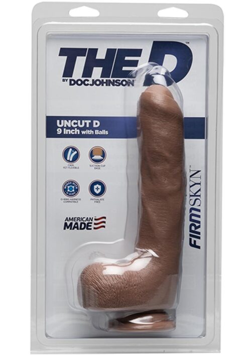 The D Uncut D Firmskyn Dildo with Balls 9in - Caramel