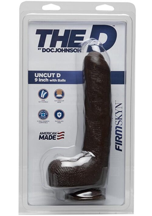 The D Uncut D Firmskyn Dildo with Balls 9in - Chocolate