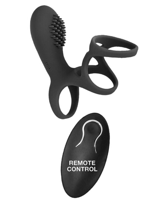 Commander Vibrating Clitoral Stimulating Cock Cage with Remote Control - Black