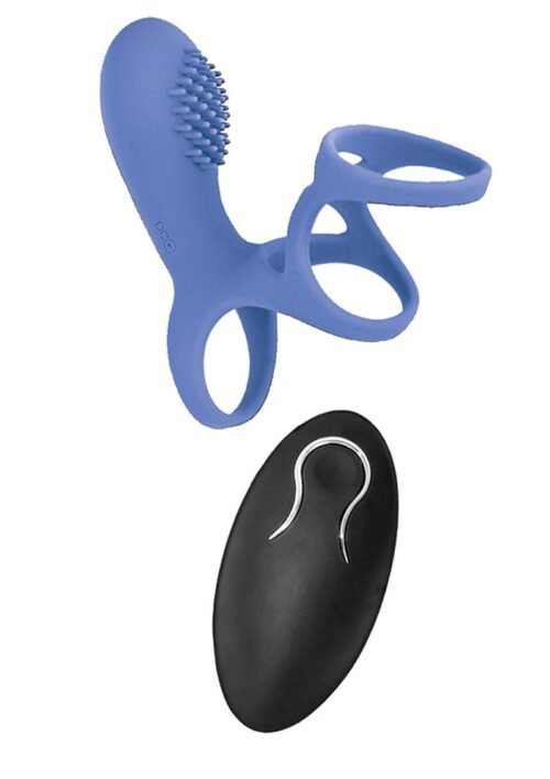Commander Vibrating Clitoral Stimulating Cock Cage with Remote Control - Blue