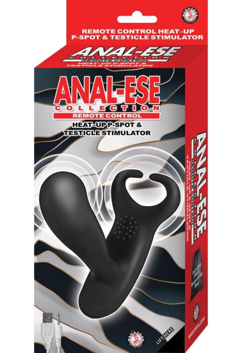 Anal-Ese Collection P-spot Warming Silicone Prostate and Testicle Stimulator with Remote Control - Black
