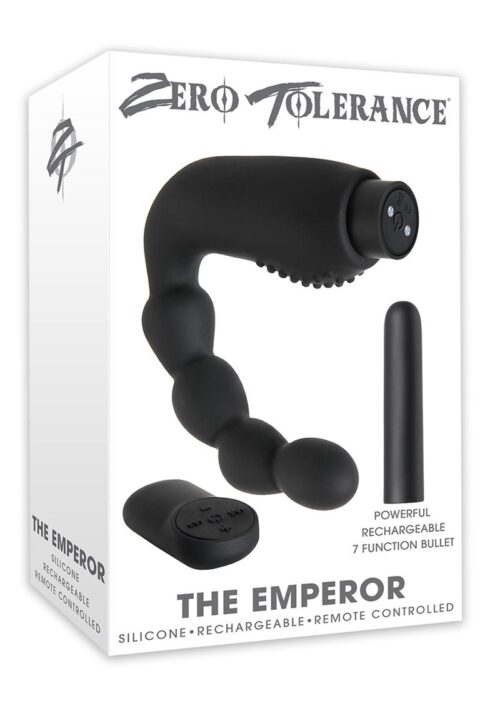 Zero Tolerance The Emperor Silicone Prostate Stimulator with Rechargeable Bullet and Remote Control - Black