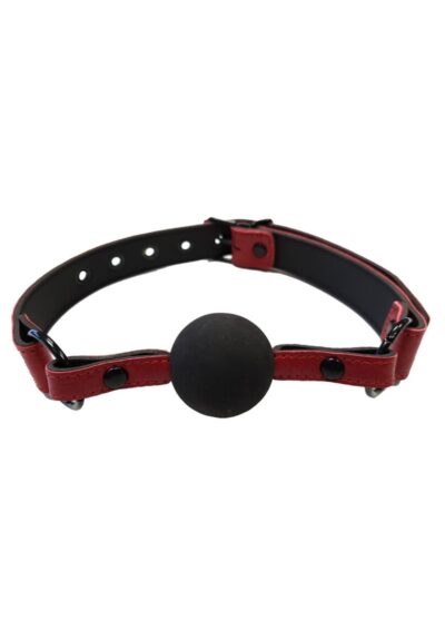 Rouge Anaconda Leather Adjustable Ball Gag - Burgundy And Black