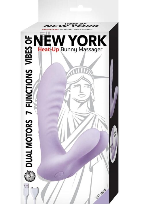 Vibes Of New York Heat Up Bunny Rechargeable Silicone Warming Rabbit Vibrator - Purple