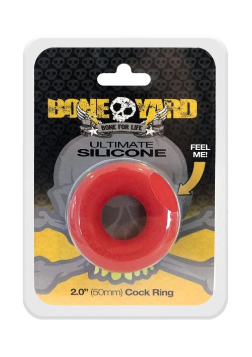 Boneyard Ultimate Silicone Cock Ring 2in - Red