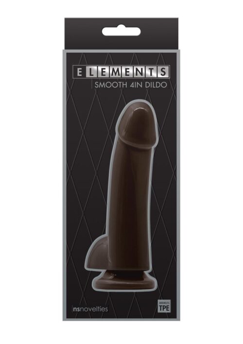 Elements Smooth Dildo 4in - Chocolate