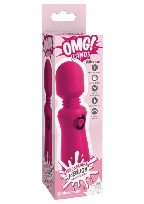 OMG! Wands #Enjoy Rechargeable Silicone Vibrating Massager - Fuchsia