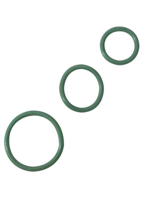 Rubber Cock Ring Set 3 Sizes Per Pack Green