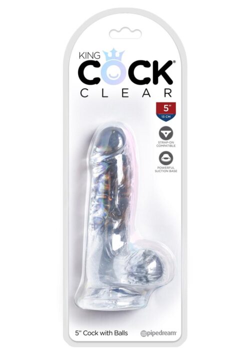 King Cock Dildo with Balls 5in - Clear