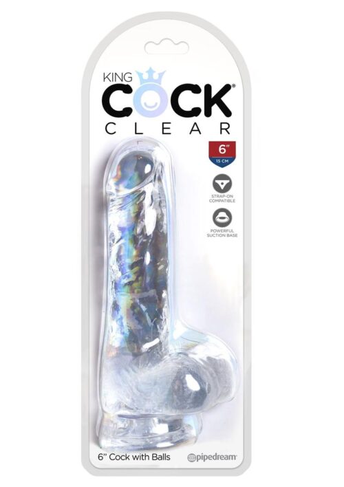 King Cock Dildo with Balls 6in - Clear