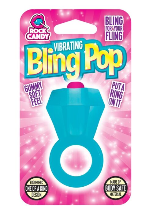 Bling Pop Vibrating Cock Ring - Blue