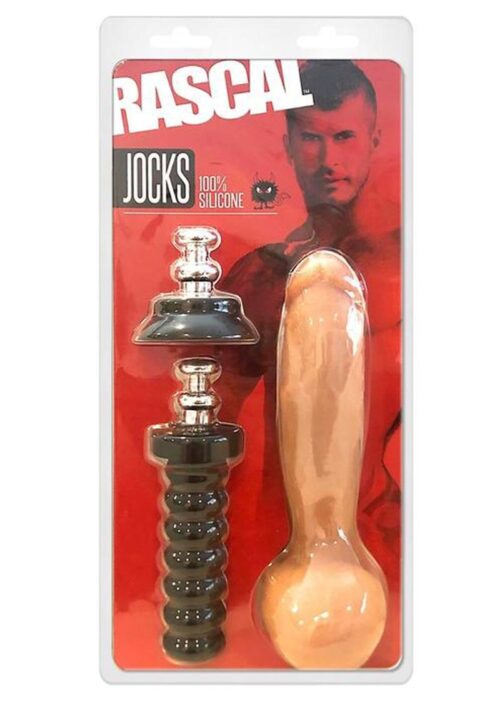 Rascal Jock Adam Silicone Cock Dildo with Silicone Handle or Suction Cup Base 8in - Flesh