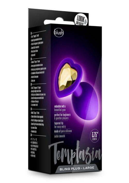 Temptasia Bling Silicone Anal Plug Large 3.75in - Purple
