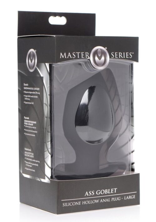 Master Series Silicone Hollow Anal Plug - Large - Black