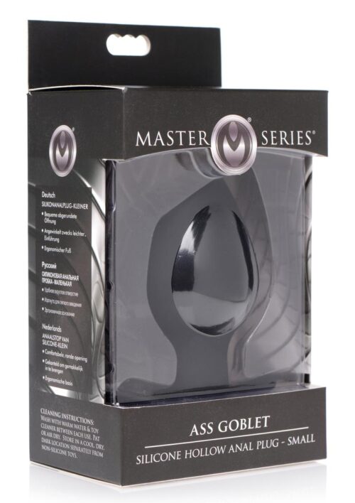 Master Series Silicone Hollow Anal Plug - Small - Black