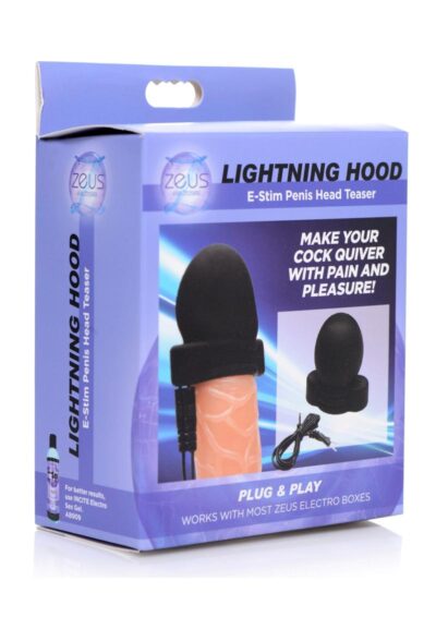 Zeus Electrosex Lightning Hood E-stim Silicone Penis Head Teaser - Black
