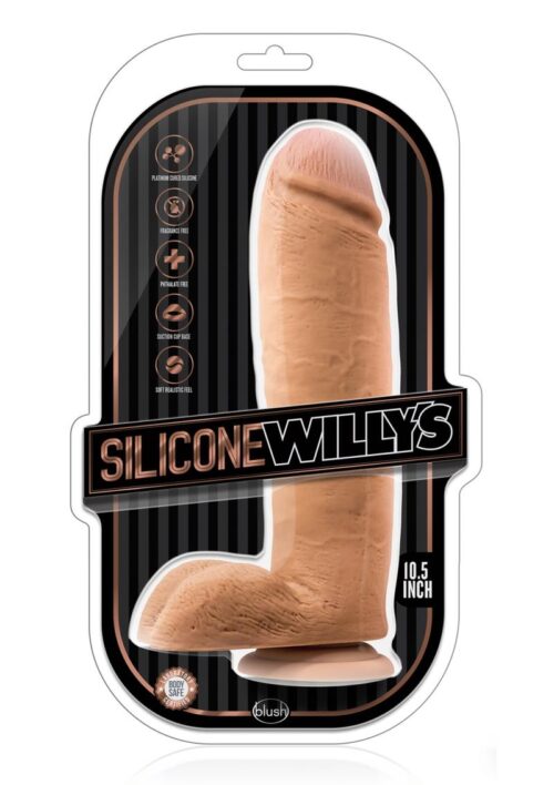 Silicone Willy`s Silicone Dildo with Balls 10.5in - Caramel