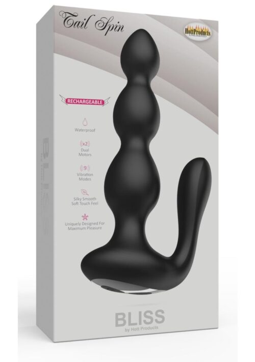 Bliss Tail Spin Vibrating Anal Plug Rechargeable Waterproof - Black