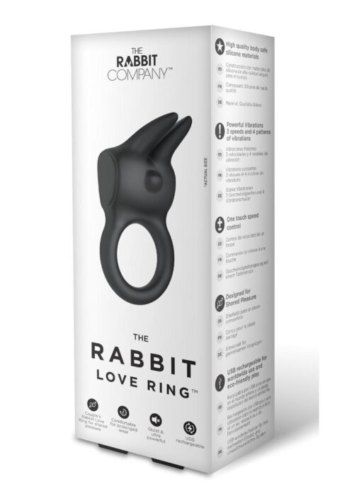The Rabbit Love Ring Rechargeable Silicone Couples Ring - Black