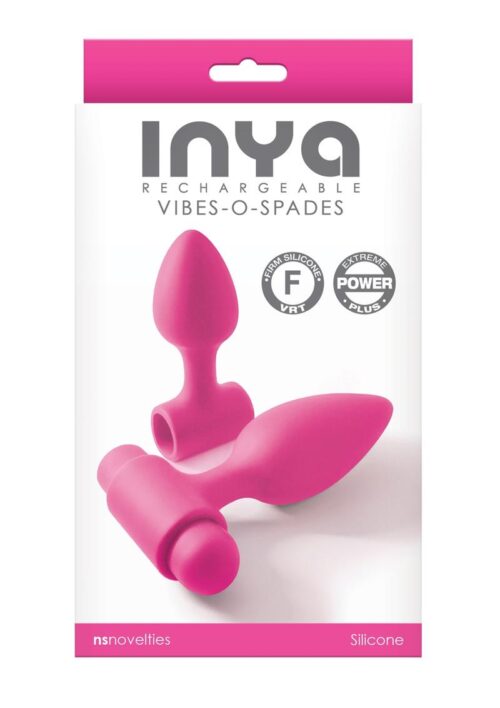 Inya Vibes-O-Spades Rechargeable Vibrating Silicone Butt Plug Set - Pink