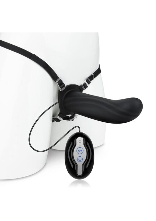 Mojo Ghia Silicone Vibrating Adjustable Male Harness Dildo with Remote Control - Black