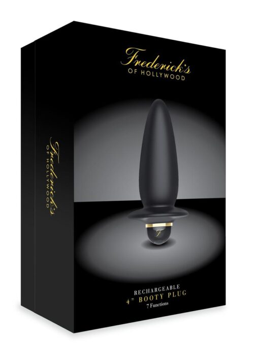 Frederick`s Of Hollywood Rechargeable 4in Booty Plug Multi Function Vibration Silicone - Black