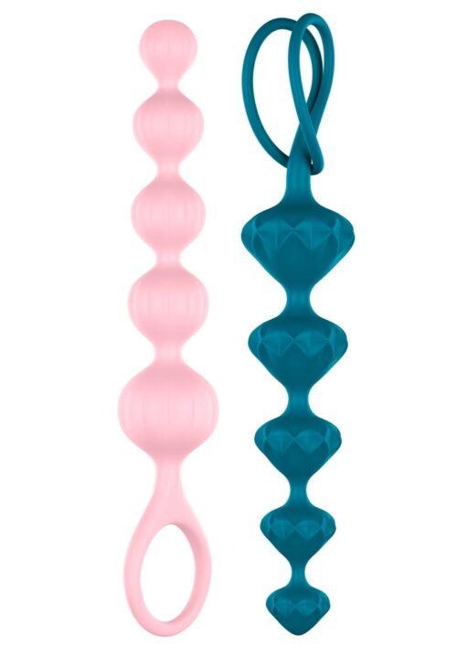 Satisfyer Love Beads Silicone Anal Beads Pink and Blue (2 each per set)
