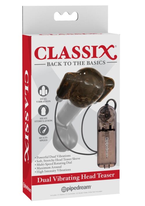 Classix Dual Vibrating Head Teaser with Remote Control - Smoke and Clear