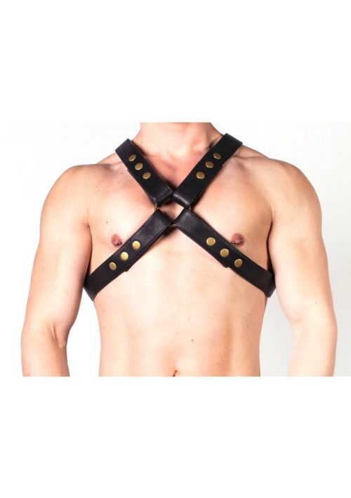 Prowler Red X Chest Harness - Small - Black/Brass