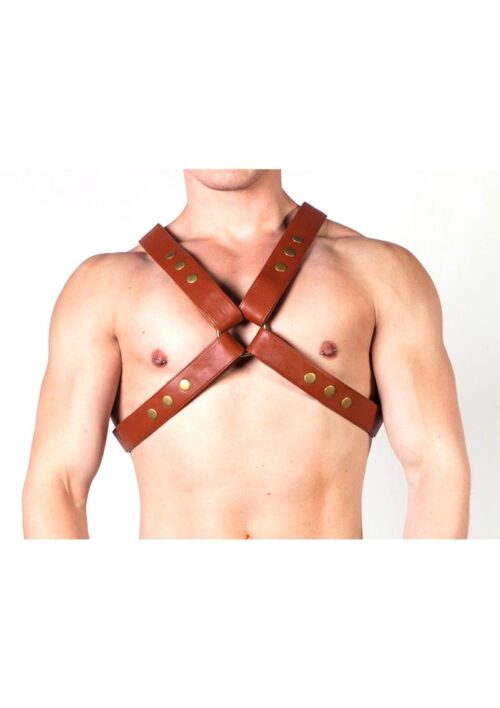 Prowler Red X Chest Harness - Large - Brown/Brass