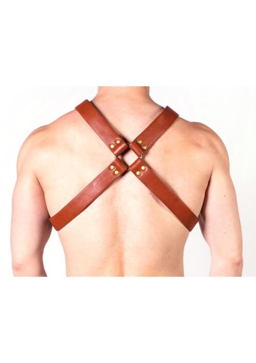 Prowler Red X Chest Harness - Large - Brown/Brass