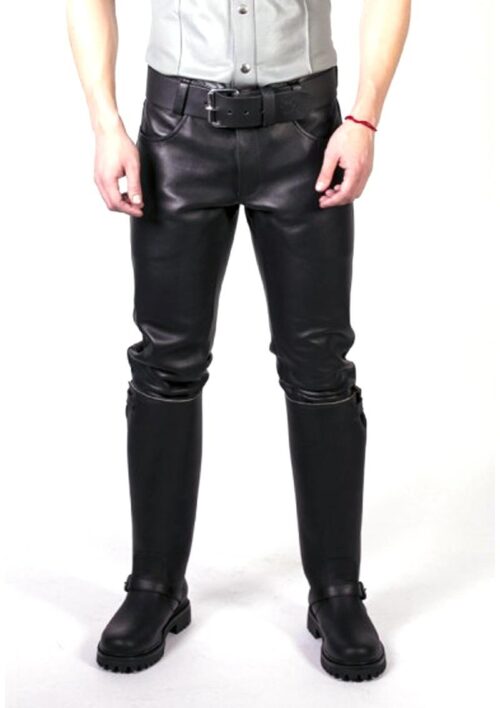 Prowler Red Leather Jeans 28in - Black